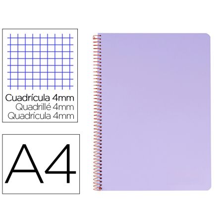 Caderno Espiral A4 Wonder Capa Plastico 80F 90Gr Quadricula 4Mm com Margem Violeta