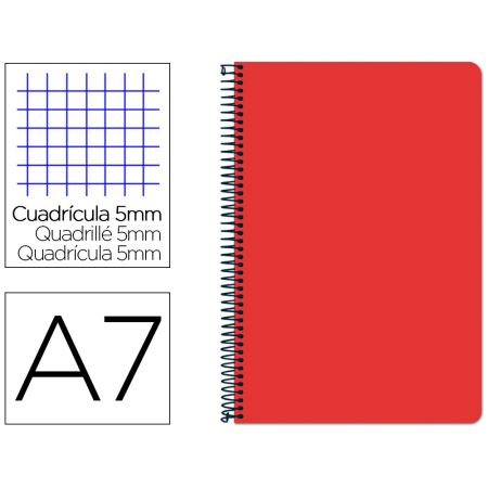 Caderno Espiral Din A7 Wonder Capa Plastico 100 F 90 Gr Quadricula 5Mm 4 Bandas de Cores Cor Vermelho