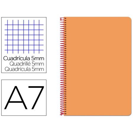 Caderno Espiral Din A7 Wonder Capa Plastico 100 F 90 Gr Quadricula 5Mm 4 Bandas de Cores Cor Laranja