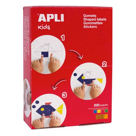 Gomets Redondos Apli com Adesivo Permanente - Tamanho Ø 13mm - 15400 Gomets por Caixa - Ideal para Escolas e Oficinas Infantis -