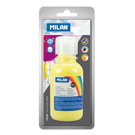 Garrafa Milan Tempera 125 ml - Tampa Dispenser - Secagem Rápida - Misturável - Cor Amarelo Limão