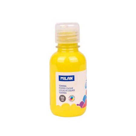 Garrafa Milan Tempera 125ml - Tampa Dispensadora - Secagem Rápida - Misturável - Cor Amarela