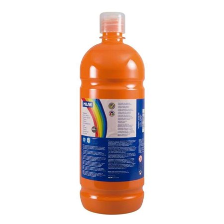 Garrafa Milan Tempera 1000ml - Tampa Dispensadora - Secagem Rápida - Misturável - Cor Laranja