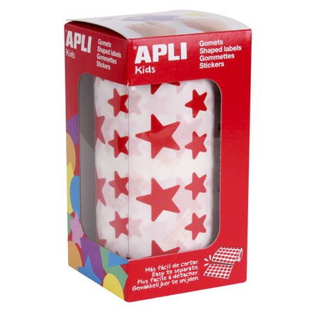 Apli Red Star Gomets - 12,5mm e 19,5mm - Adesivo Permanente - 59 Folhas - 2360 Gomets por Rolo - Ideal para Desenvolver Habilida