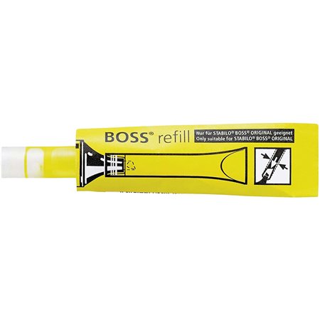 Stabilo Boss 70 Pacote de 20 Recargas de 3ml para Marcador Fluorescente - Tinta à Base de Água - Cor Amarelo Fluorescente