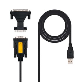 Conversor Nanocable USB para Serial para Impressoras - Tipo A/M-RS232 DB9/M DB25/M - 1,8 m - Cor Preta Conversor Nanocable USB para Serial para Impressoras - Tipo A/M-RS232 DB9/M DB25/M - 1,8 m - Cor Preta