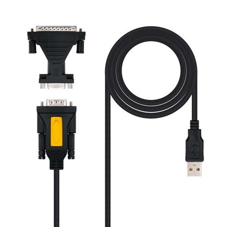 Conversor Nanocable USB para Serial para Impressoras - Tipo A/M-RS232 DB9/M DB25/M - 1,8 m - Cor Preta