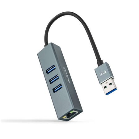 Adaptador de rede Nanocable USB 3.0 para Gigabit Ethernet 10/100/1000 Mbps + 3 portas USB 3.0