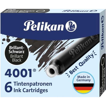 Pelikan Caixa de 6 Cartuchos 4001 TP/6 - Tinta de Alta Qualidade - Compatível com Canetas Tinteiro - Cor Preta