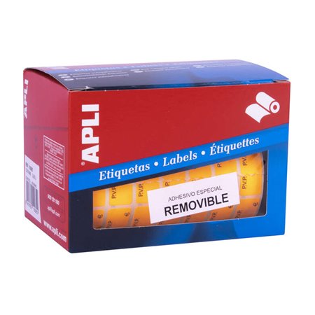 Rolo Apli de etiquetas PVP laranja fluorescentes removíveis 12,0 x 18,0 mm