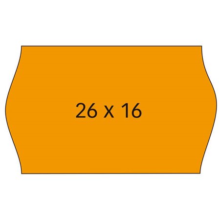 Etiquetas laranja removíveis Apli 26x16mm para máquinas de precificação de 2 linhas - Pacote de 6 rolos - Bordas sinusoidais - A