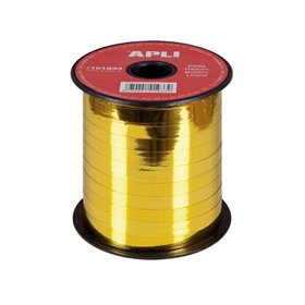 Rolo de Fita de Embrulho Apli 7mmx250m - Acabamento Brilhante - Cor Dourada