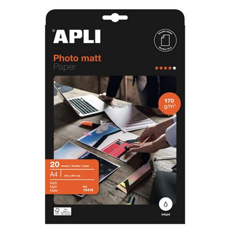 Papel Fotográfico Apli Mate A4 170g 20 Folhas