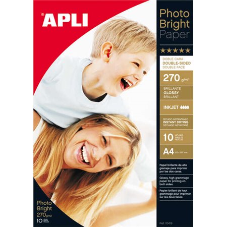 Papel Fotográfico Apli Photobright Dupla Face A4 270g 10 Folhas