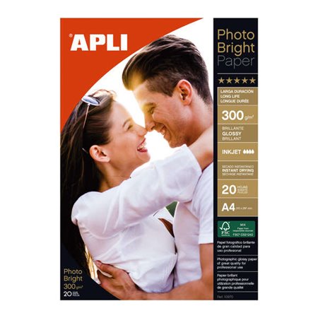 Papel Fotográfico de Longa Duração Apli Photobright A4 300g 20 Folhas