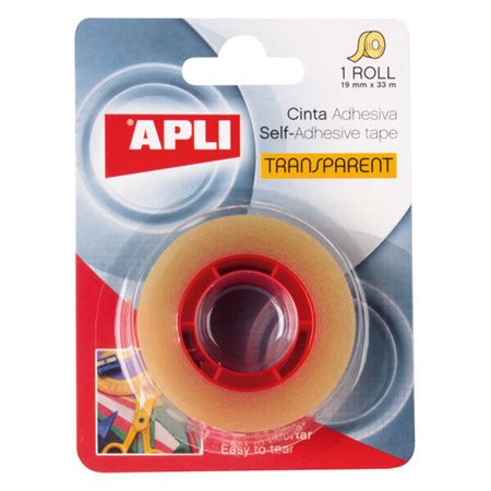 Fita Adesiva Transparente Apli 19mm x 33m - Resistente à Água e à Umidade - Fácil de Cortar com as Mãos - Ideal para Escritório 