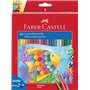 Lápis aquarela Faber-Castell Classic Color Pacote de 48 lápis aquarela hexagonais + pincel - Resistência à quebra - Cores sortid