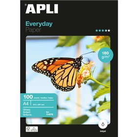 Papel Fotográfico Apli Everyday A4 180gr - Acabamento Brilhante - 100 Folhas Papel Fotográfico Apli Everyday A4 180gr - Acabamento Brilhante - 100 Folhas
