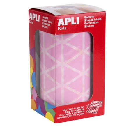 Apli Gomets Triangulares Rosa - Tamanho 20x20x20mm - Adesivo Permanente - 2832 Gomets por Rolo - Ideal para Atividades Criativas