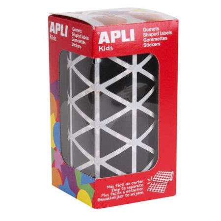 Apli Gomets Triangulares Pretos - Tamanho 20 x 20 x 20mm - Adesivo Permanente - 2832 Gomets por Rolo - Ideal para Escolas e Ofic