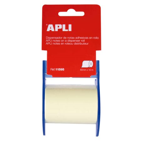 Rolo dispensador de notas adesivas Apli - 60mm x 10m - Fácil de usar - Adesivo de qualidade - Amarelo