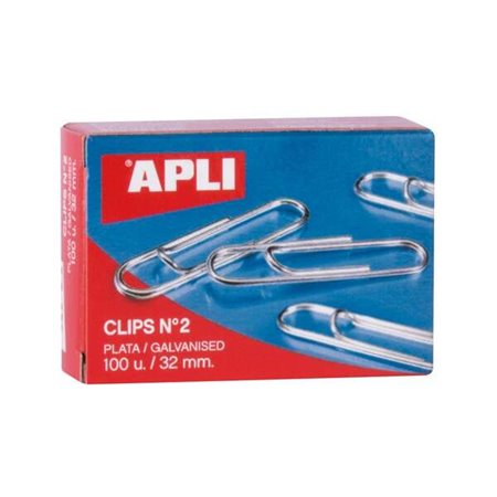 Apli Pacote de 100 Clipes Galvanizados Nº 2 32 mm