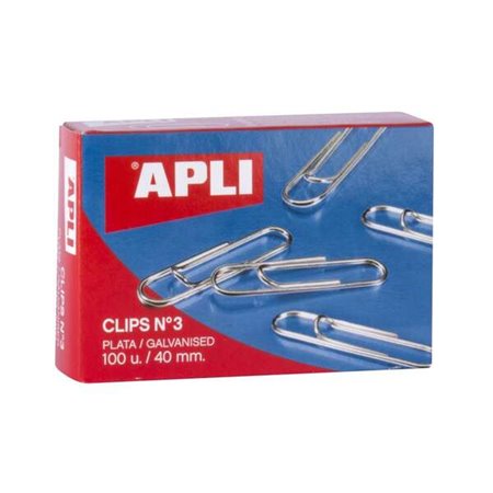 Apli Pacote de 100 Clipes Galvanizados Nº 3 40 mm