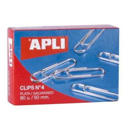 Apli Clips Fio Nº 4 - 50mm - Acabamento Galvanizado Prata - 80 Unidades por Caixa - Organize seus Documentos