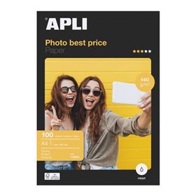 Papel fotográfico Apli Bestprice A4 140gr - Acabamento brilhante - 100 folhas Papel fotográfico Apli Bestprice A4 140gr - Acabamento brilhante - 100 folhas