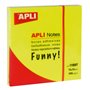 Apli Funny Sticky Notes 75x75mm - Bloco de 100 folhas - Adesivo de qualidade - Fácil de descascar - Cor amarela fluorescente