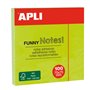 Apli Funny Sticky Notes 75x75mm - Bloco de 100 folhas - Adesivo de qualidade - Fácil de descascar - Cor verde fluorescente