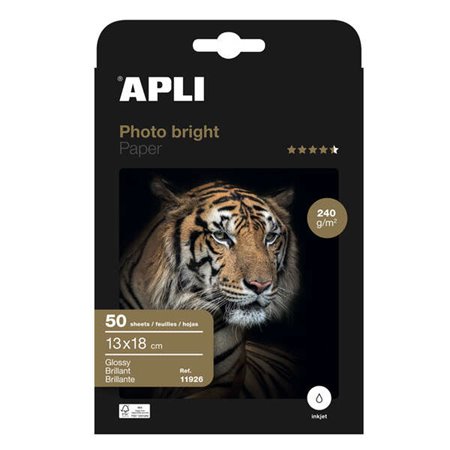 Papel fotográfico Apli Photobright 13 x 18 cm 240g 50 folhas