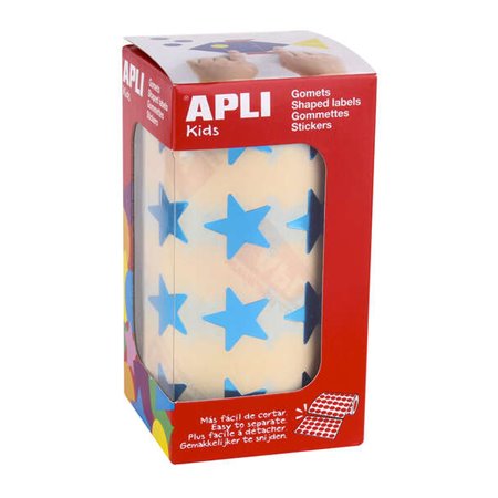 Apli Gomets Metallic Blue Star - Tamanho 19,5mm - Adesivo Permanente - 1416 Gomets por Rolo - Ideal para Atividades Criativas co