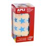 Apli Gomets Metallic Blue Star - Tamanho 19,5mm - Adesivo Permanente - 1416 Gomets por Rolo - Ideal para Atividades Criativas co