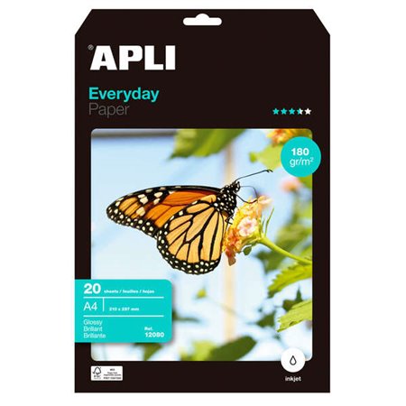 Papel Fotográfico Apli Everyday A4 180g 20 Folhas