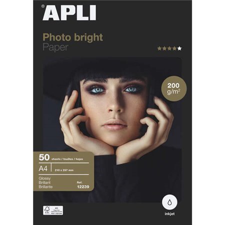 Papel Fotográfico Apli Photobright A4 200g 50 Folhas