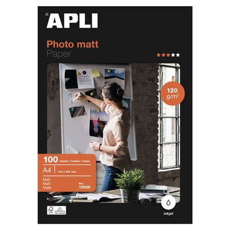 Papel Fotográfico Apli Mate A4 120g 100 Folhas