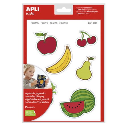 Apli Fruit Themed Gomets xL - 22 Gomets em 2 Folhas A4 - Desenvolvido com Educadores - Adesivo Removível - Seguro e Ecológico - 