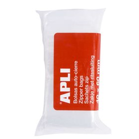 Apli Pacote de 100 sacos zip transparentes autovedantes - Tamanho 40x60mm - Fechamento seguro e fácil manuseio - Adequado para u Apli Pacote de 100 sacos zip transparentes autovedantes - Tamanho 40x60mm - Fechamento seguro e fácil manuseio - Adequado para u