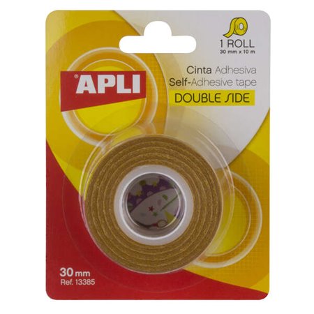 Fita Adesiva Dupla Face Apli 30mm x 10m - Fácil de Cortar e Aplicar - Adesão Forte e Durável - Transparente