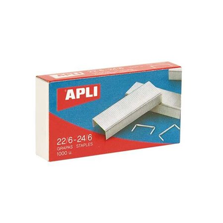 Apli Grampos 22/6 - 24/6 Galvanizado - Capacidade de Grampeamento Aproximadamente 20 Folhas - Caixa com 1000 Grampos