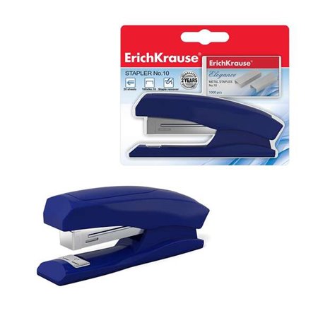 Grampeador Erichkrause ?10 Elegance - Até 20 folhas - Grampos no conjunto - Resistente ao choque - Mecanismo de aço - Cores sort