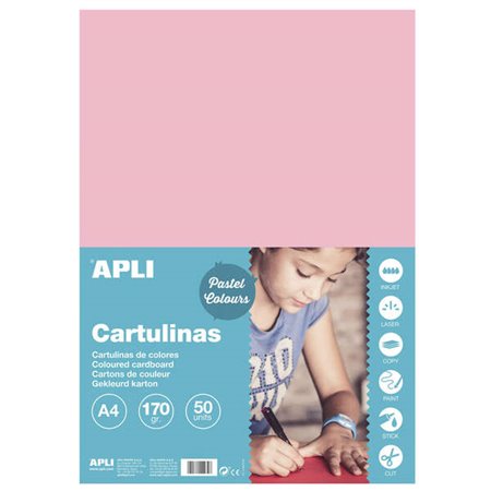 Apli Cartão Rosa A4 170g 50 Folhas