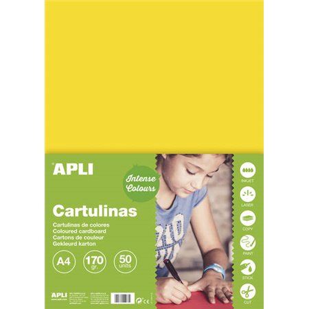 Apli Cartão Amarelo A4 170g 50 Folhas