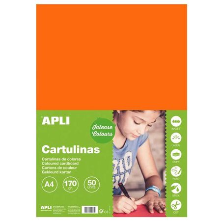 Apli Cartão Laranja A4 170g 50 Folhas