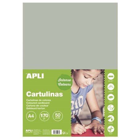 Apli Cartão Cinza A4 170g 50 Folhas