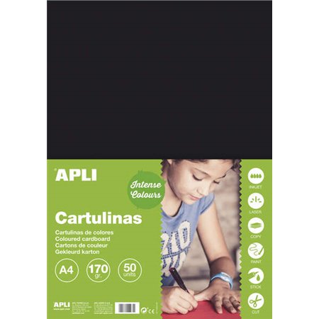 Apli Cartão Preto A4 170g 50 Folhas