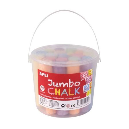 Apli Pacote de 20 Giz Jumbo Ø 25 x 105 mm - Adequado para uso escolar - Cores sortidas