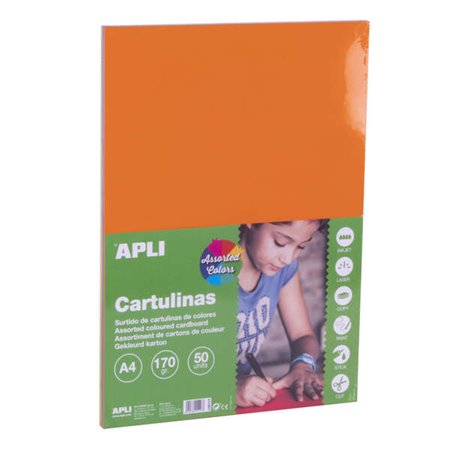 Apli Cartolinas Sortimento Intenso A4 170g 50 Folhas