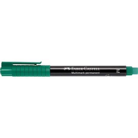 Marcador permanente multimarcas Faber-Castell - Largura do traço 1 mm - Borracha integrada - Resistente à luz e à água - Cor ver